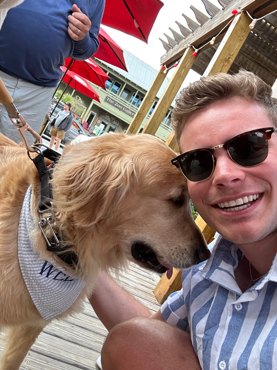 Wells with a golden retriever